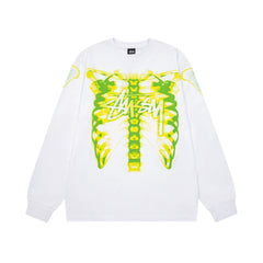 STUSSY Ribcage Graphic Long Sleeve Tee – White